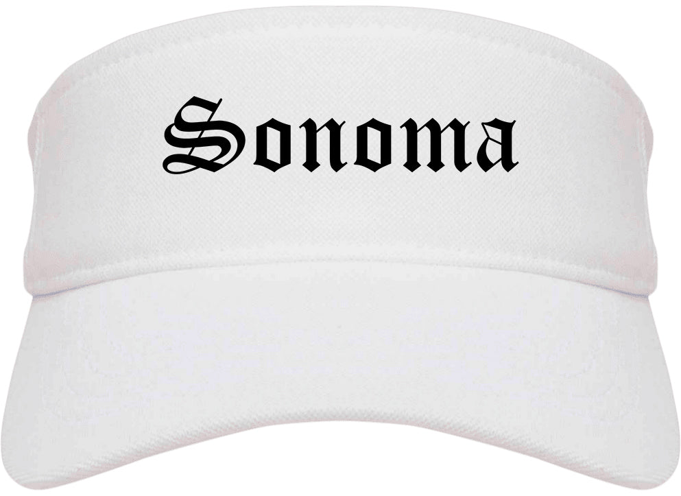 Sonoma California CA Old English Mens Visor Cap Hat White