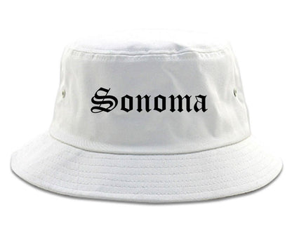 Sonoma California CA Old English Mens Bucket Hat White