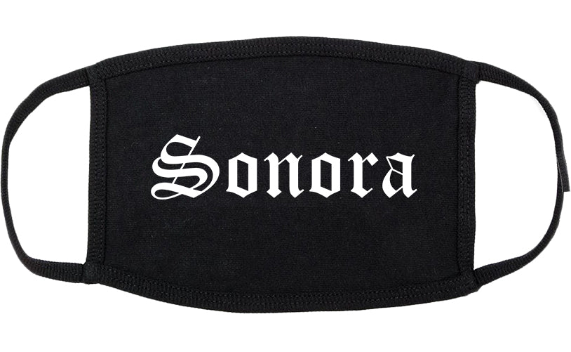 Sonora California CA Old English Cotton Face Mask Black