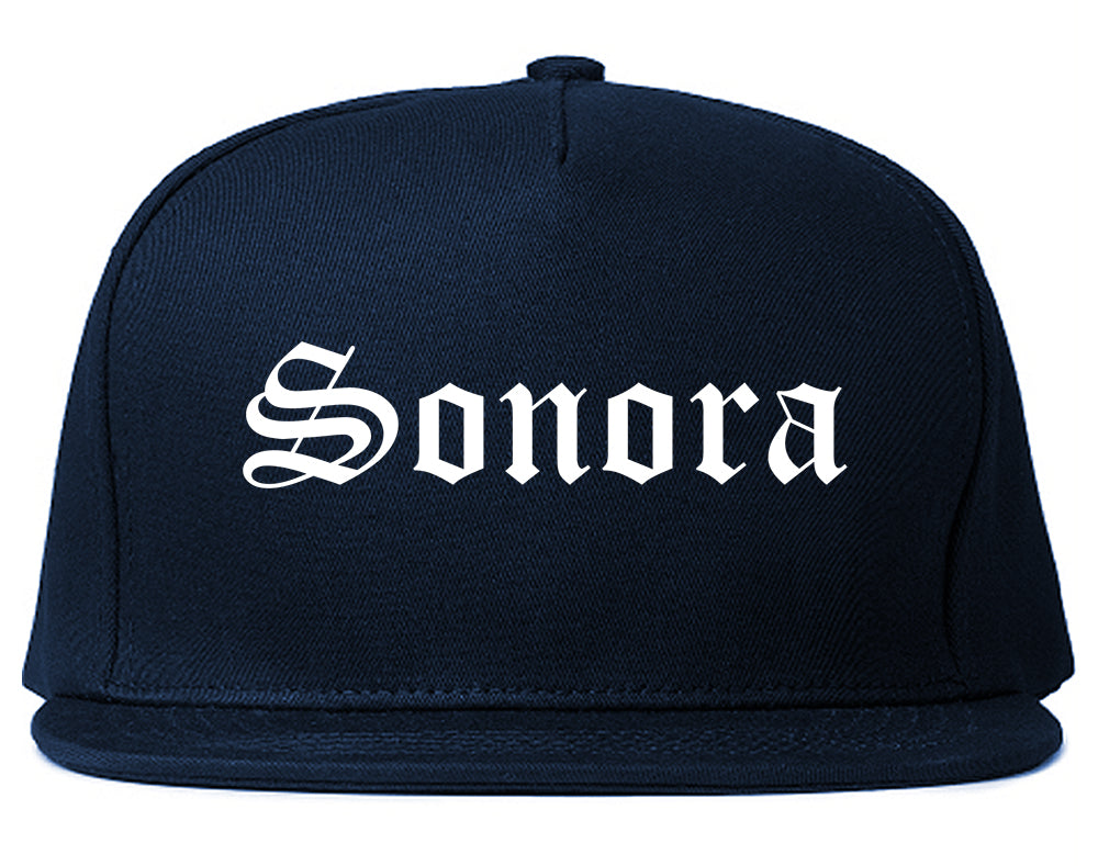 Sonora California CA Old English Mens Snapback Hat Navy Blue
