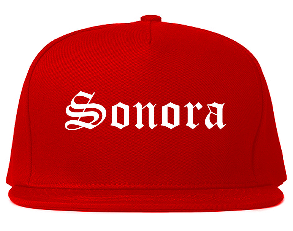 Sonora California CA Old English Mens Snapback Hat Red