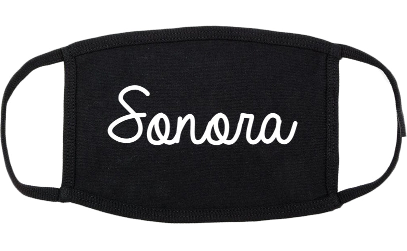 Sonora California CA Script Cotton Face Mask Black