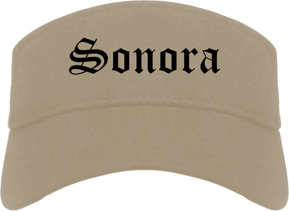 Sonora California CA Old English Mens Visor Cap Hat Khaki