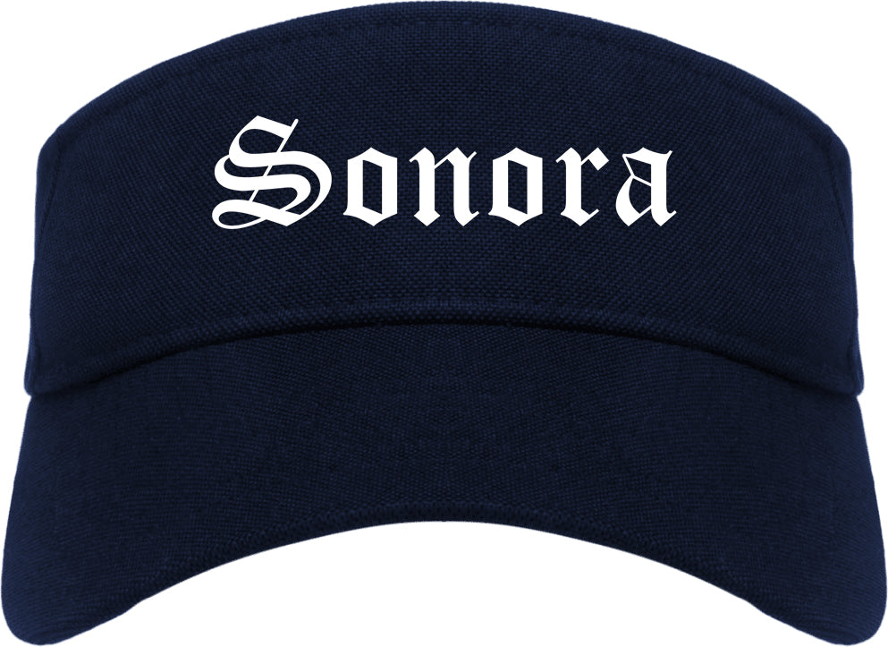 Sonora California CA Old English Mens Visor Cap Hat Navy Blue