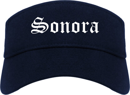 Sonora California CA Old English Mens Visor Cap Hat Navy Blue