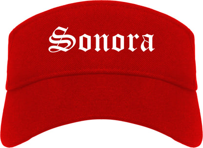 Sonora California CA Old English Mens Visor Cap Hat Red