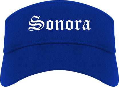 Sonora California CA Old English Mens Visor Cap Hat Royal Blue