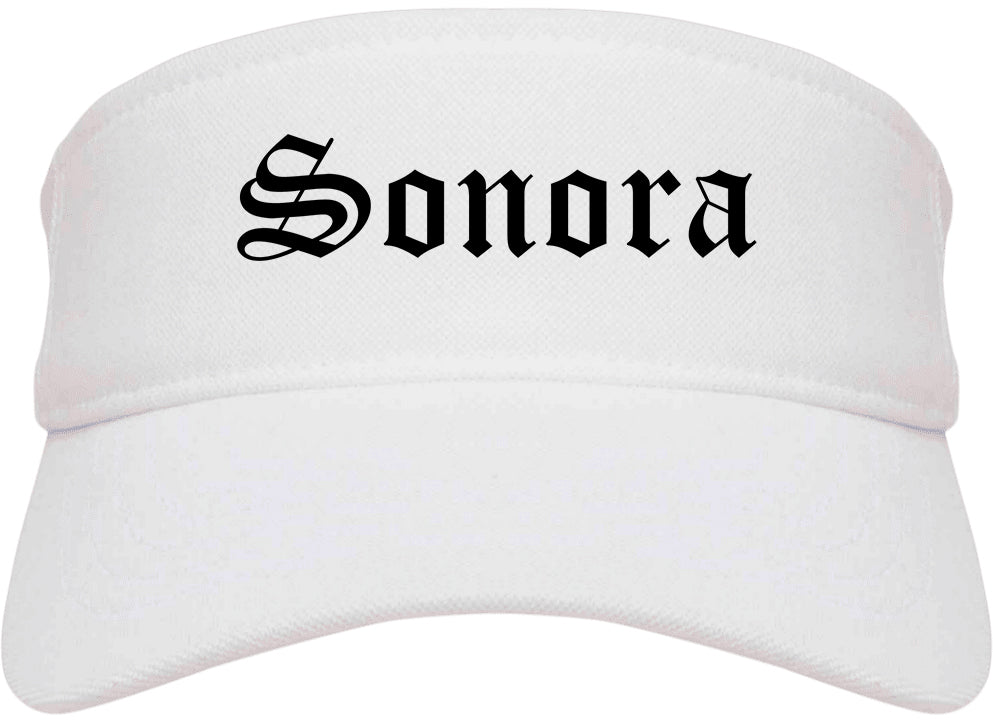 Sonora California CA Old English Mens Visor Cap Hat White