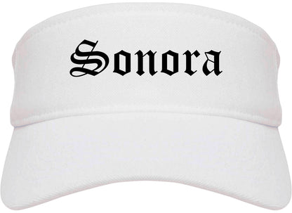 Sonora California CA Old English Mens Visor Cap Hat White