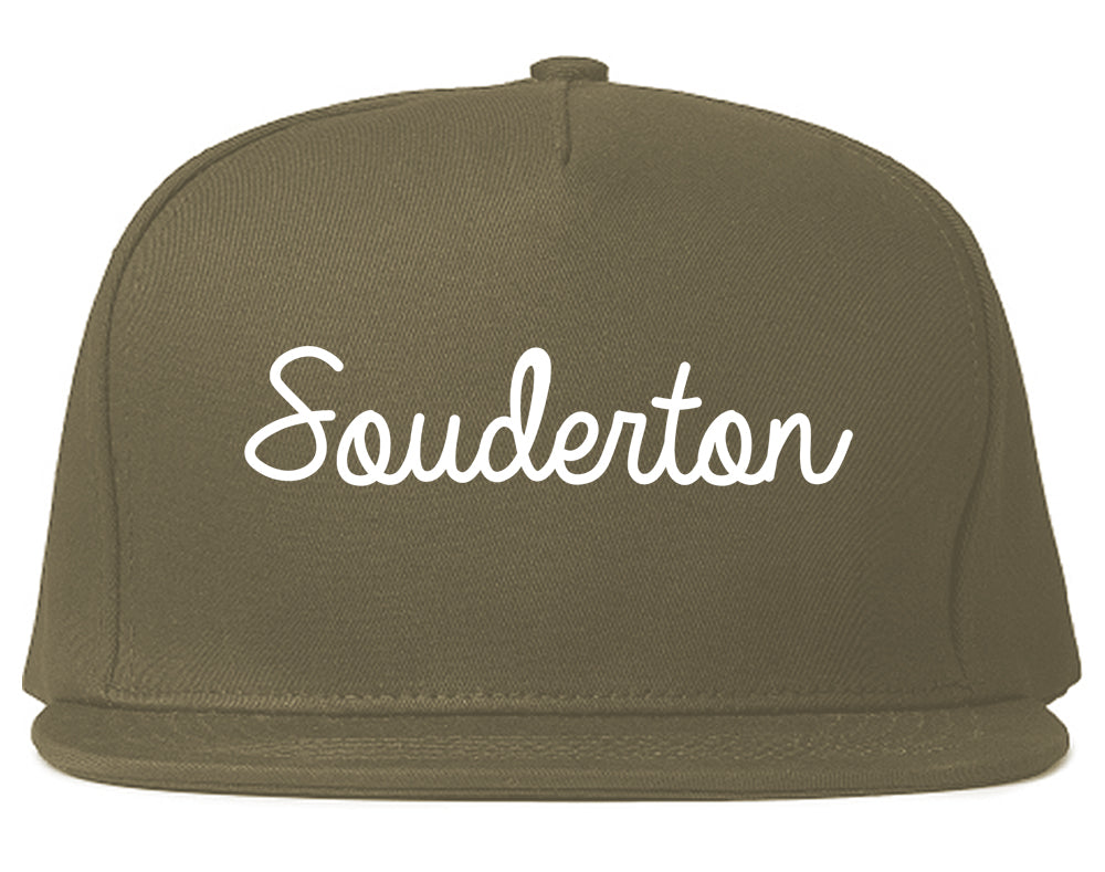 Souderton Pennsylvania PA Script Mens Snapback Hat Grey