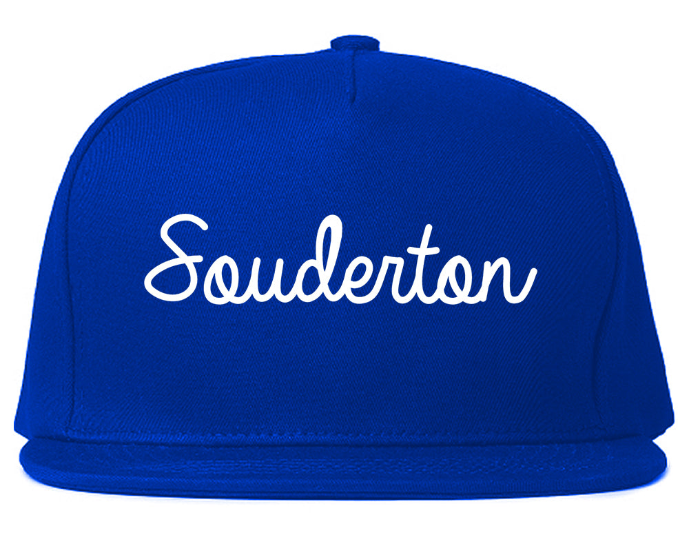 Souderton Pennsylvania PA Script Mens Snapback Hat Royal Blue