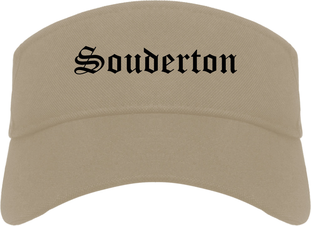 Souderton Pennsylvania PA Old English Mens Visor Cap Hat Khaki