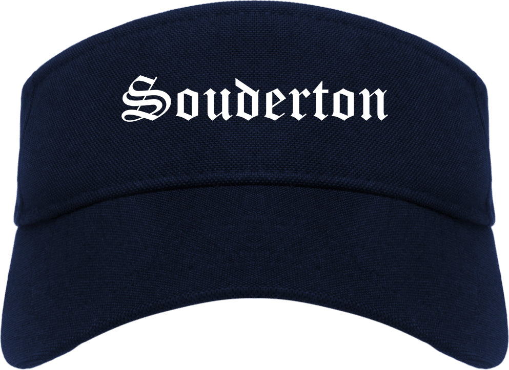 Souderton Pennsylvania PA Old English Mens Visor Cap Hat Navy Blue