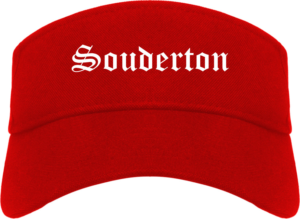 Souderton Pennsylvania PA Old English Mens Visor Cap Hat Red