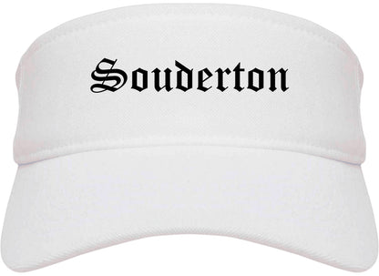 Souderton Pennsylvania PA Old English Mens Visor Cap Hat White