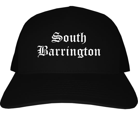 South Barrington Illinois IL Old English Mens Trucker Hat Cap Black