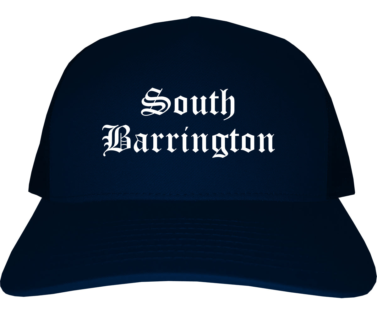 South Barrington Illinois IL Old English Mens Trucker Hat Cap Navy Blue