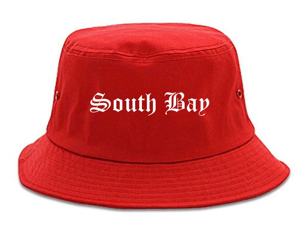 South Bay Florida FL Old English Mens Bucket Hat Red