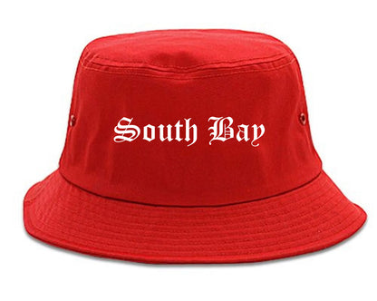South Bay Florida FL Old English Mens Bucket Hat Red