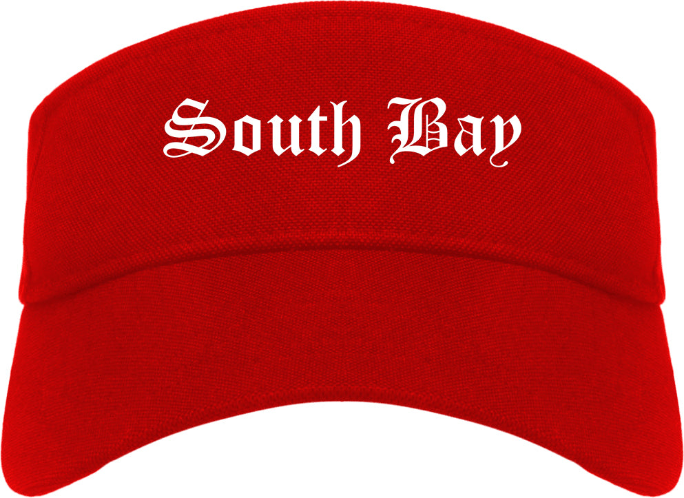 South Bay Florida FL Old English Mens Visor Cap Hat Red