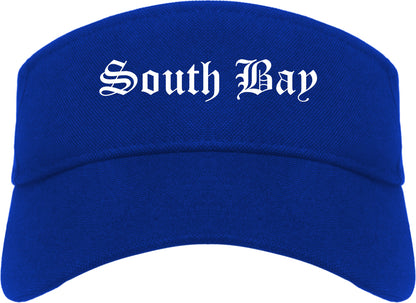 South Bay Florida FL Old English Mens Visor Cap Hat Royal Blue