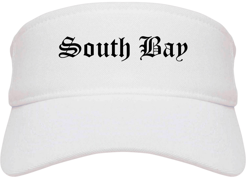 South Bay Florida FL Old English Mens Visor Cap Hat White