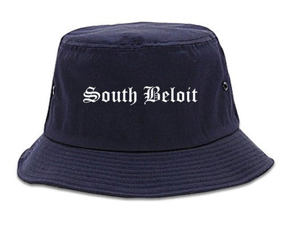 South Beloit Illinois IL Old English Mens Bucket Hat Navy Blue