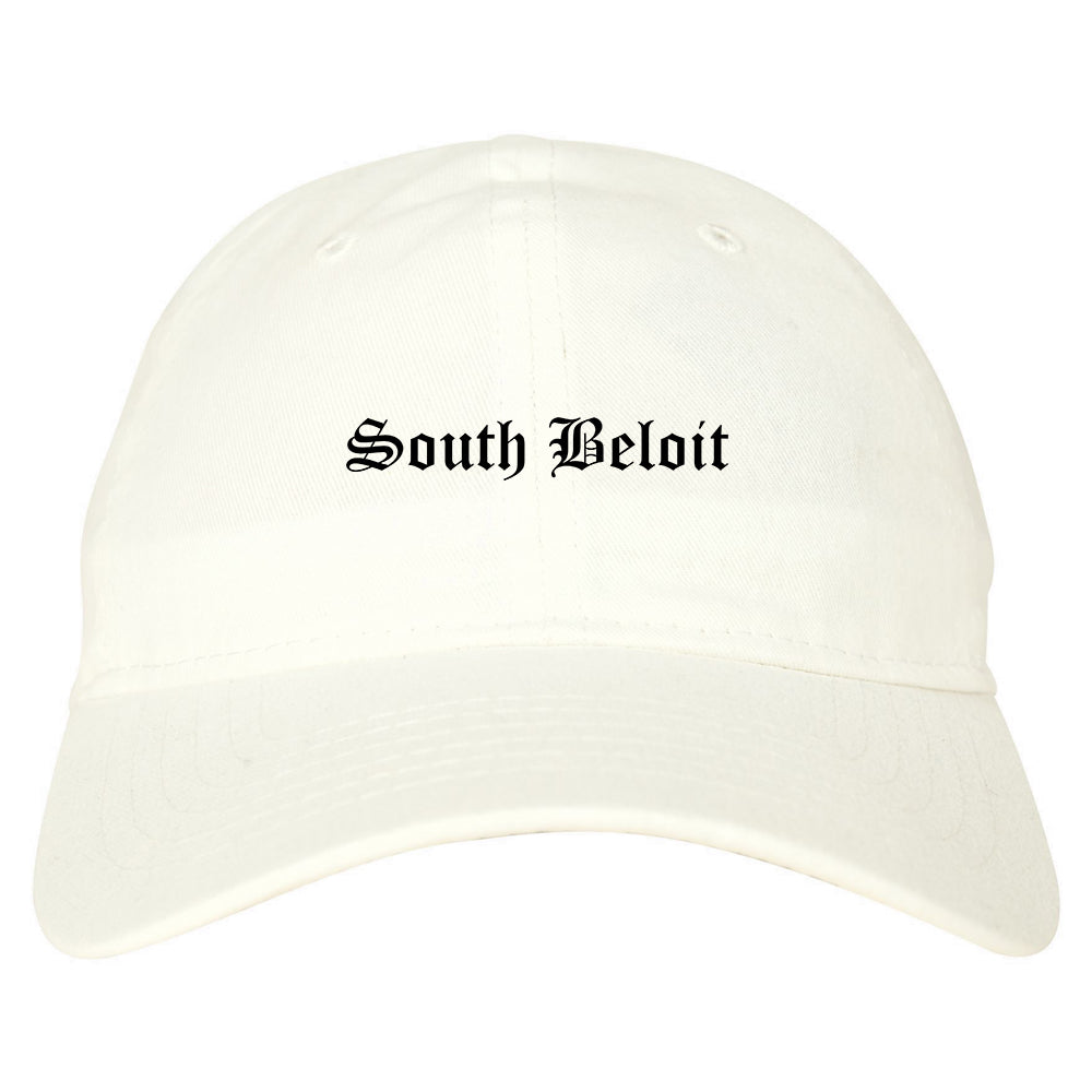 South Beloit Illinois IL Old English Mens Dad Hat Baseball Cap White