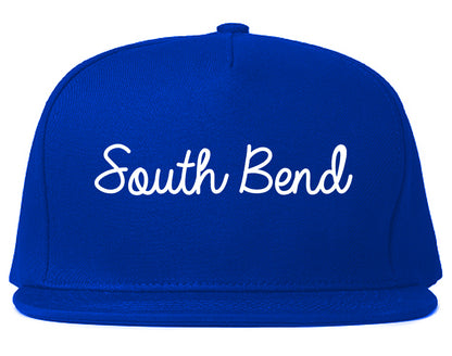 South Bend Indiana IN Script Mens Snapback Hat Royal Blue