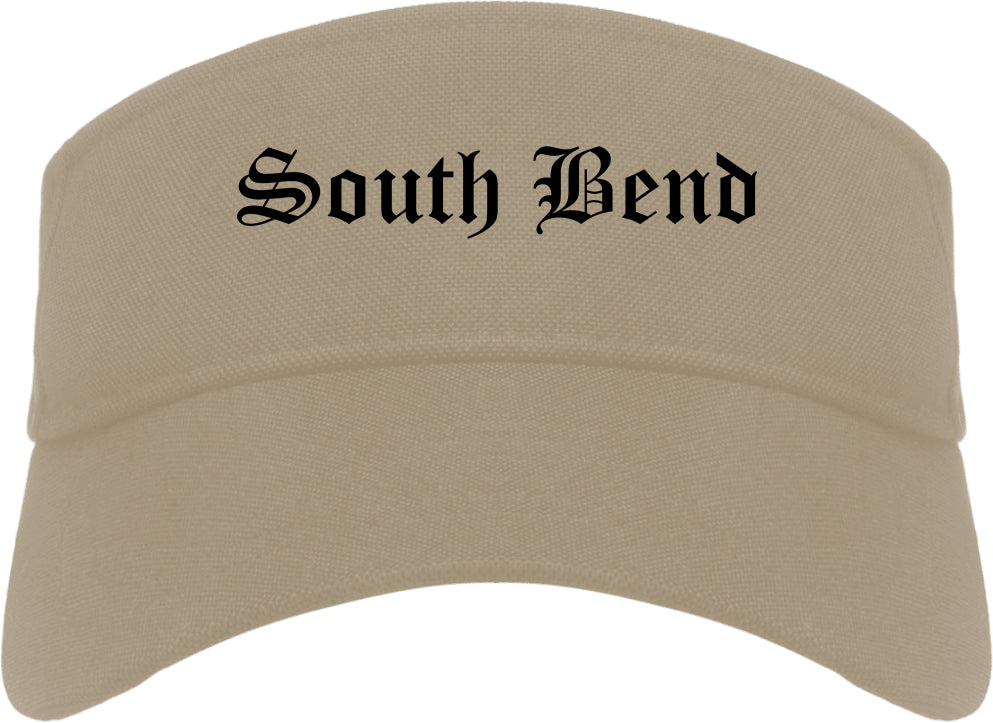 South Bend Indiana IN Old English Mens Visor Cap Hat Khaki