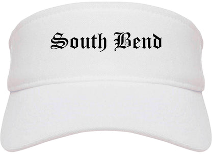 South Bend Indiana IN Old English Mens Visor Cap Hat White