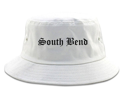 South Bend Indiana IN Old English Mens Bucket Hat White