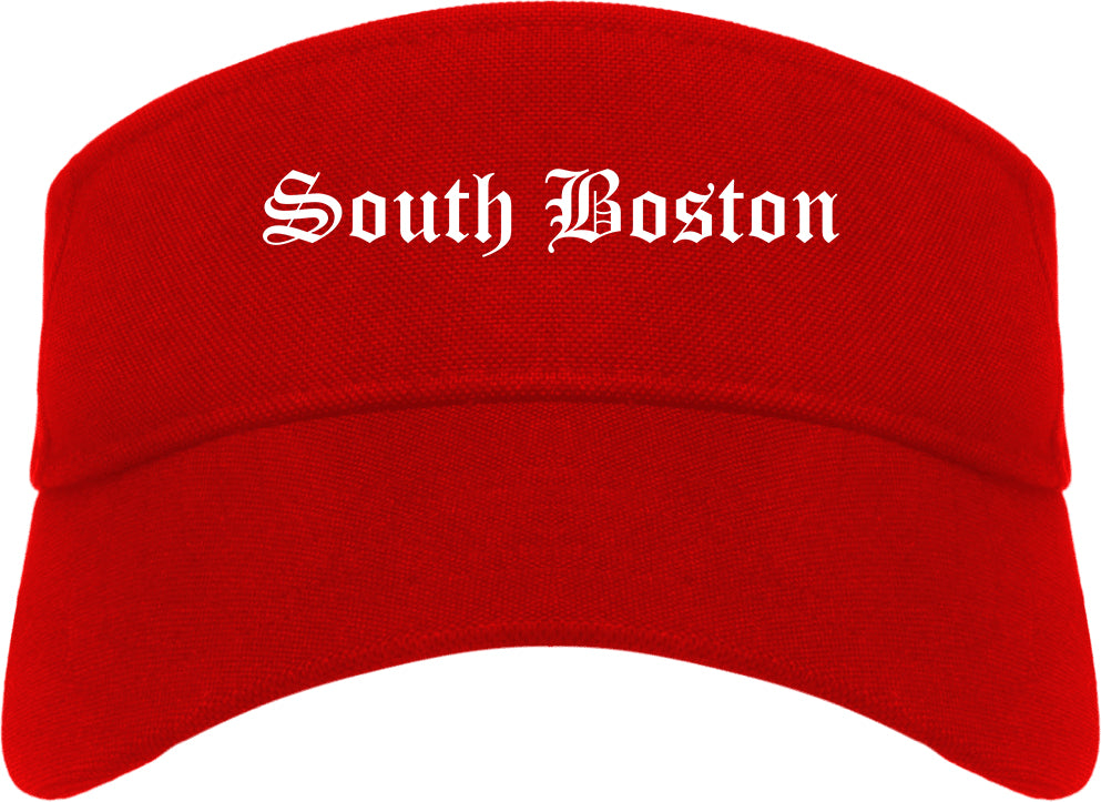South Boston Virginia VA Old English Mens Visor Cap Hat Red