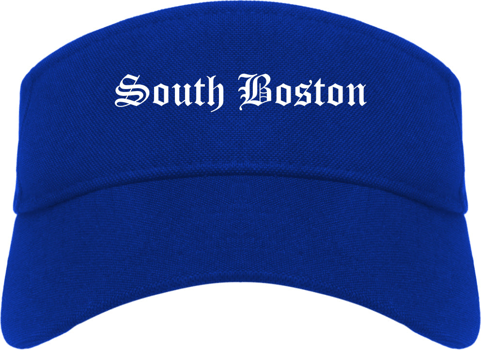 South Boston Virginia VA Old English Mens Visor Cap Hat Royal Blue