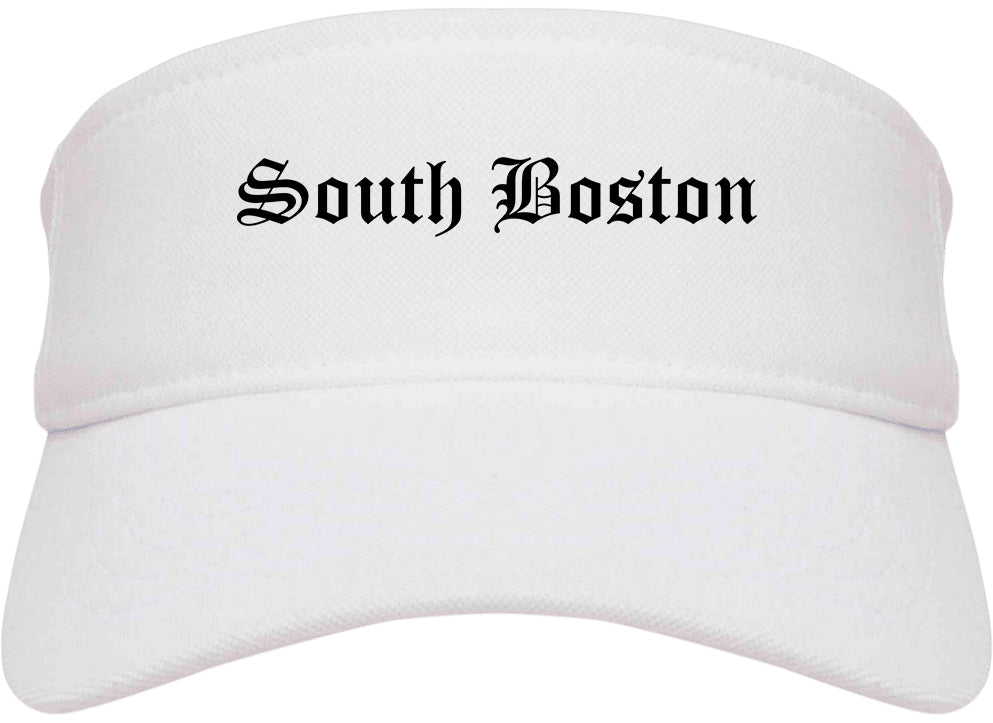 South Boston Virginia VA Old English Mens Visor Cap Hat White