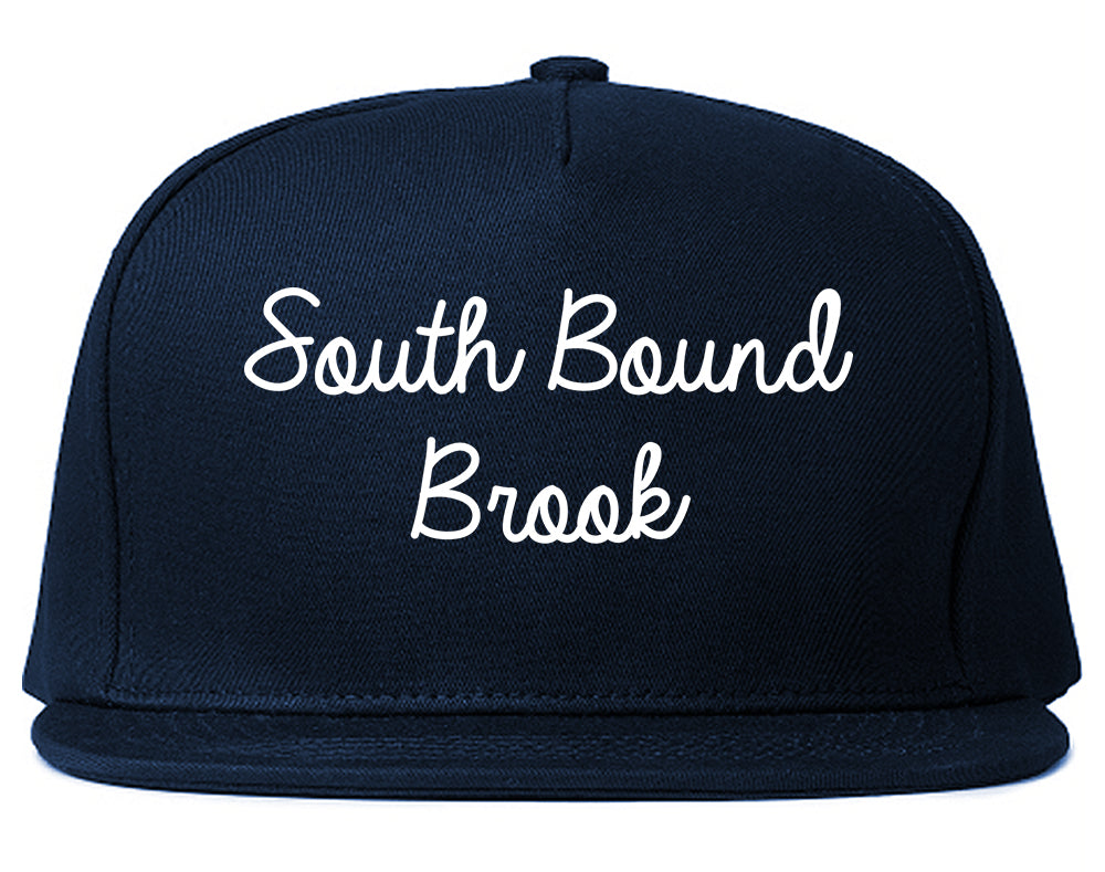 South Bound Brook New Jersey NJ Script Mens Snapback Hat Navy Blue