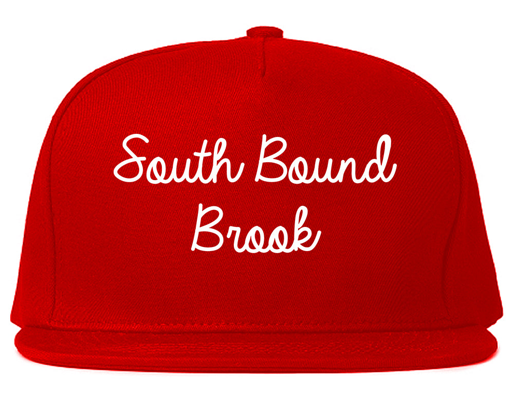 South Bound Brook New Jersey NJ Script Mens Snapback Hat Red