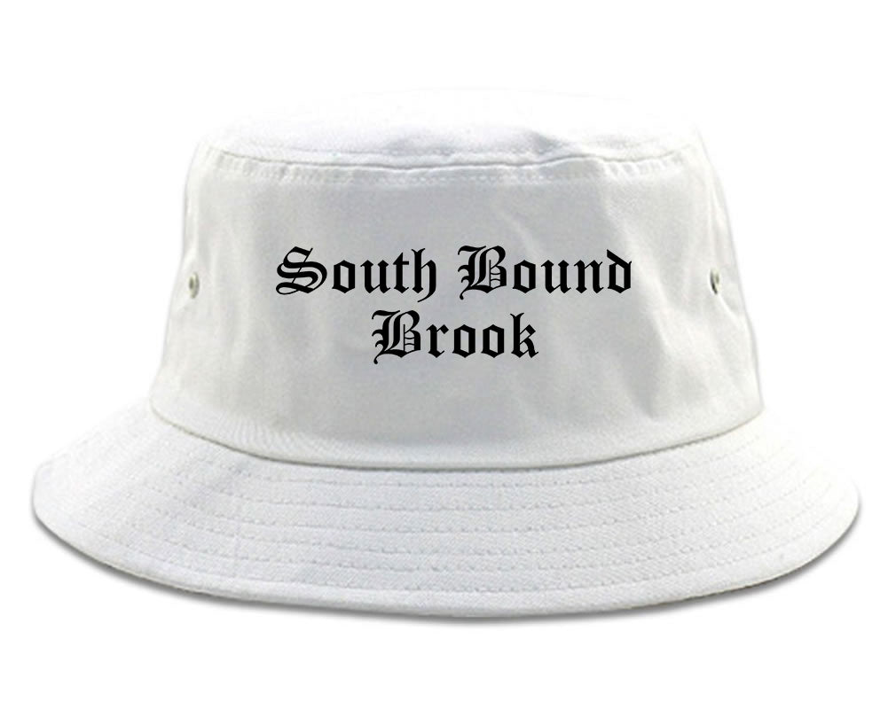 South Bound Brook New Jersey NJ Old English Mens Bucket Hat White