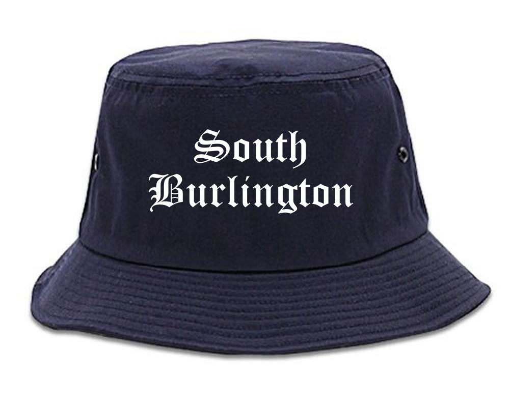 South Burlington Vermont VT Old English Mens Bucket Hat Navy Blue
