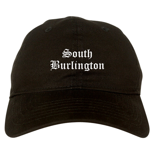 South Burlington Vermont VT Old English Mens Dad Hat Baseball Cap Black