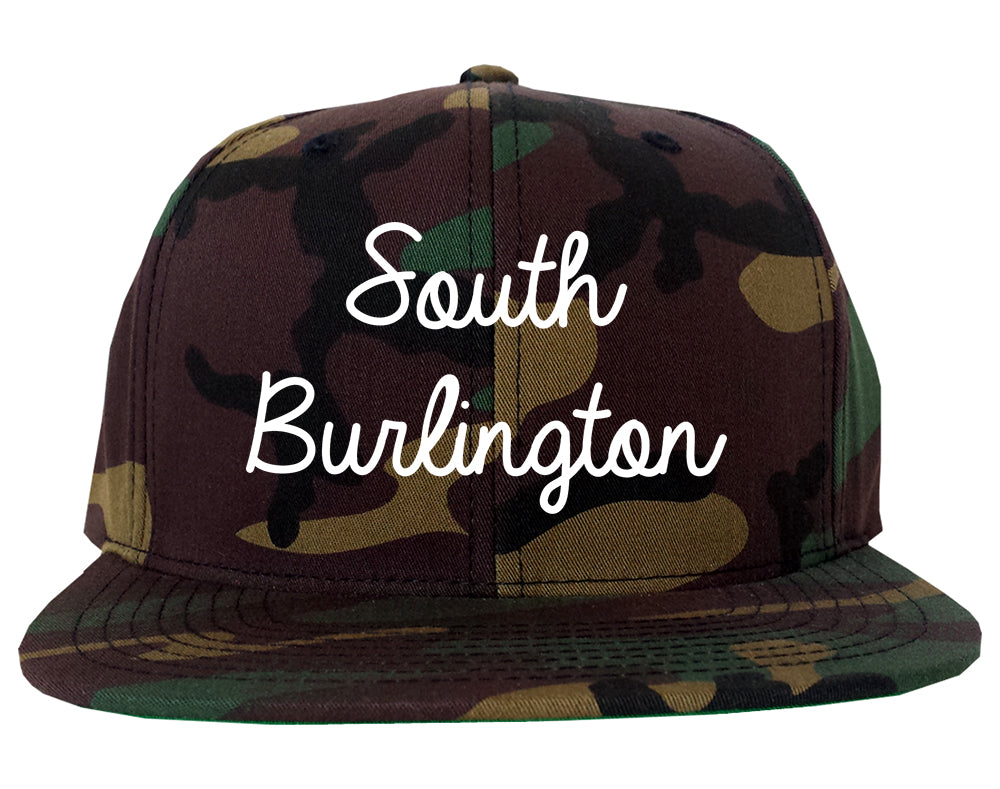 South Burlington Vermont VT Script Mens Snapback Hat Army Camo