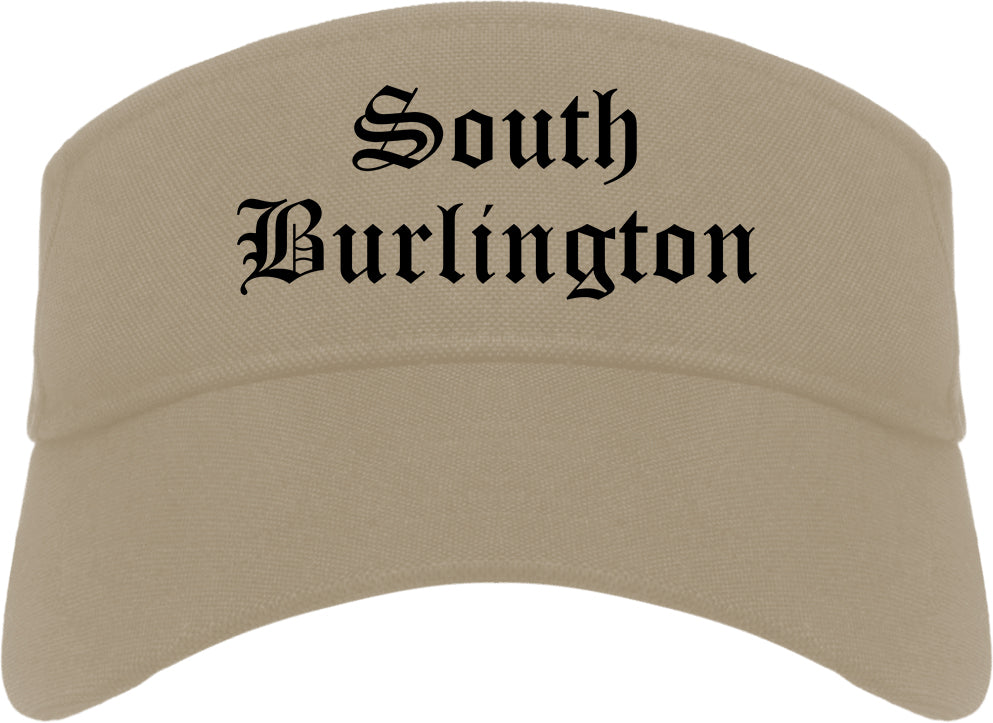 South Burlington Vermont VT Old English Mens Visor Cap Hat Khaki