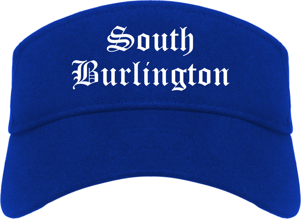 South Burlington Vermont VT Old English Mens Visor Cap Hat Royal Blue