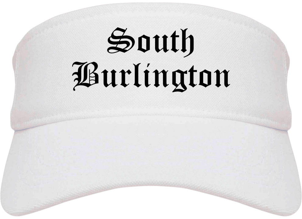 South Burlington Vermont VT Old English Mens Visor Cap Hat White