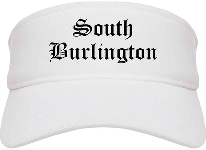 South Burlington Vermont VT Old English Mens Visor Cap Hat White