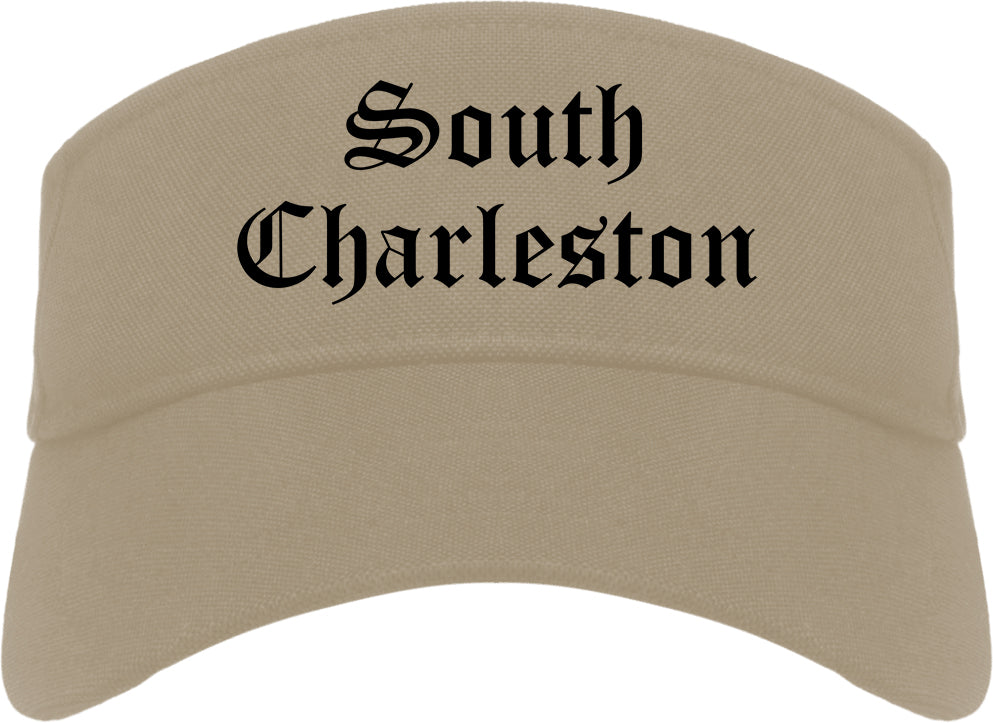 South Charleston West Virginia WV Old English Mens Visor Cap Hat Khaki