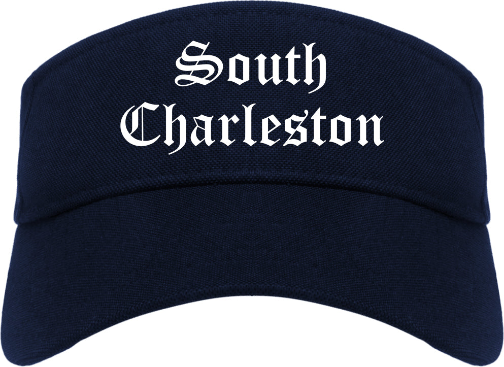 South Charleston West Virginia WV Old English Mens Visor Cap Hat Navy Blue