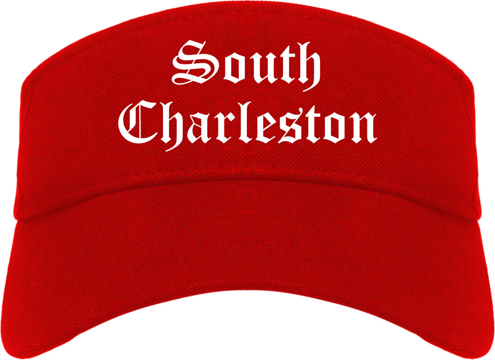 South Charleston West Virginia WV Old English Mens Visor Cap Hat Red