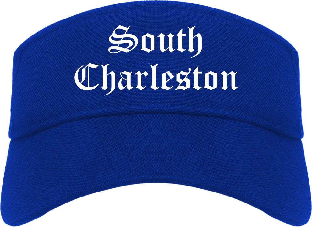 South Charleston West Virginia WV Old English Mens Visor Cap Hat Royal Blue