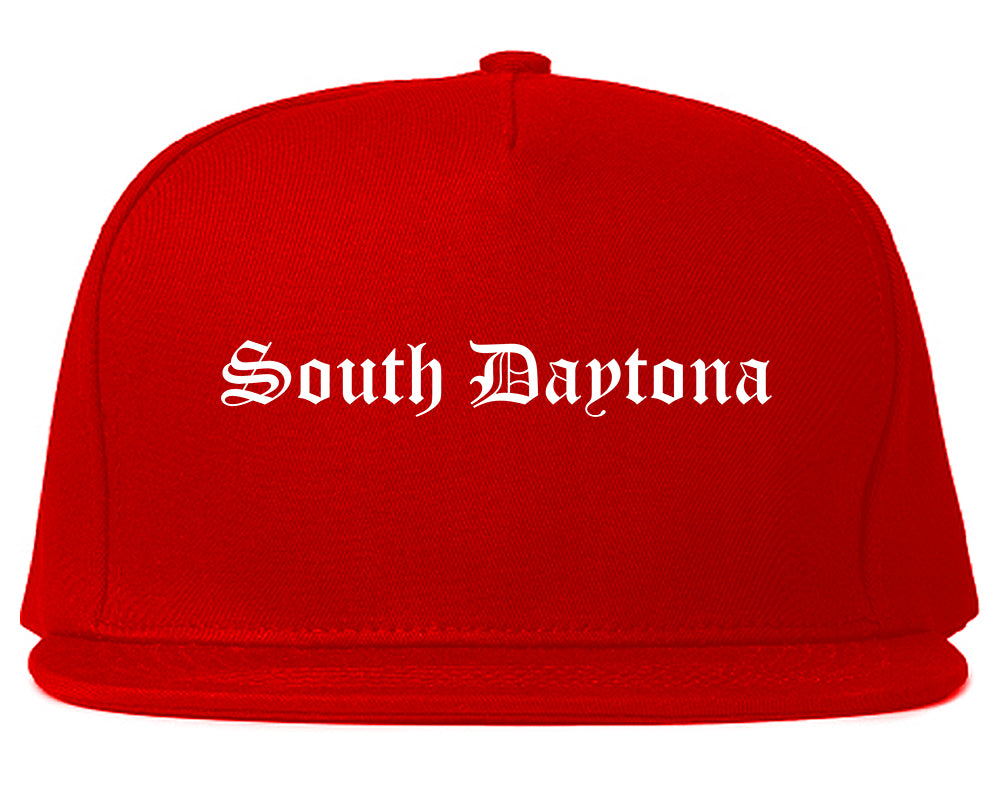 South Daytona Florida FL Old English Mens Snapback Hat Red